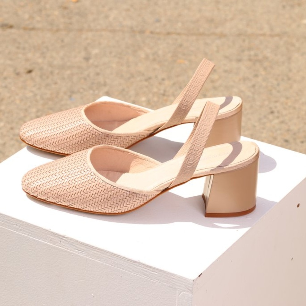 Intentionally_Blank"Frida" Woven Heeled Slide/Mule